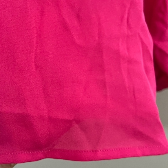 Eloquii Top Women 20 Pink Pullover High Neck Cold Shoulder Puff Sleeve Keyhole - Picture 7 of 13